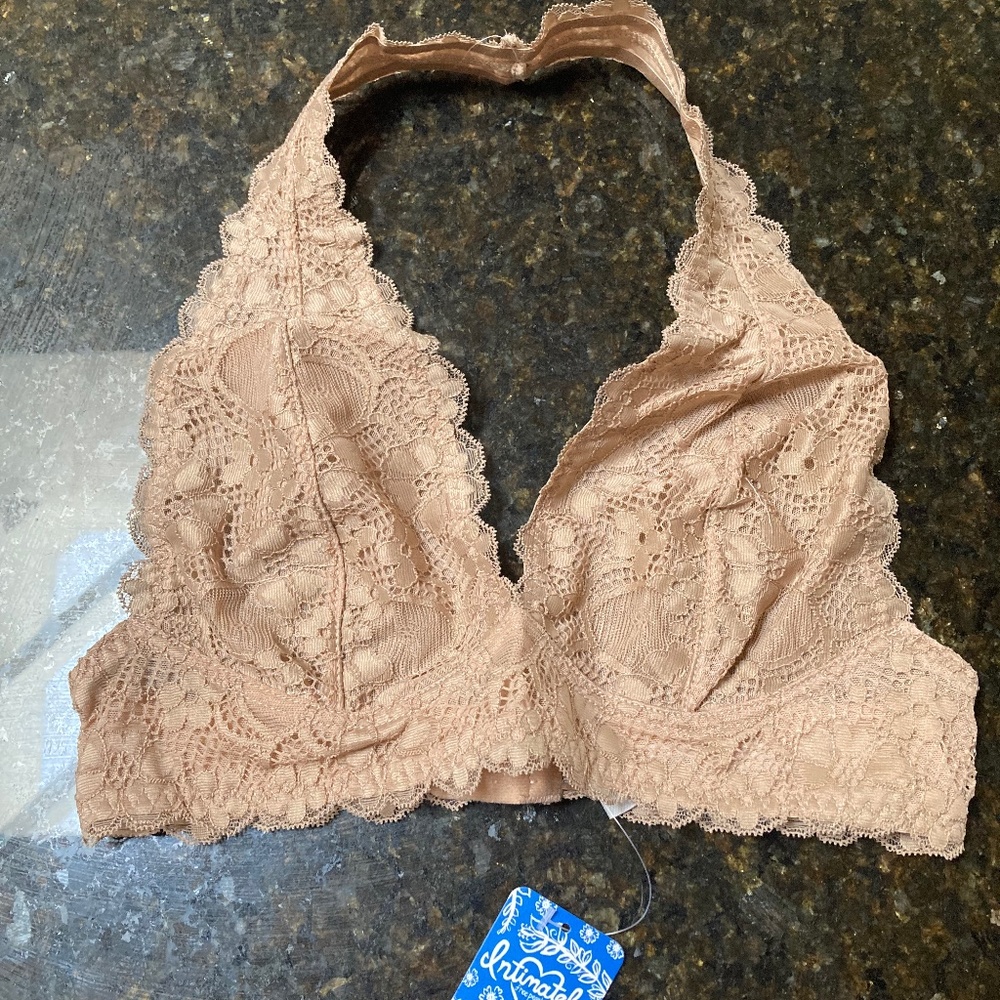 Free People Lace Halter Bra - Nude